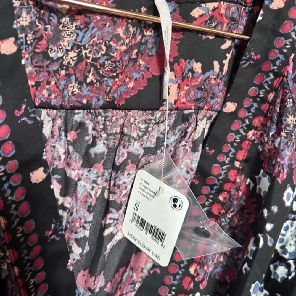 NWT Free People Run Free Printed Tunic In Night Boho Top , Sz S